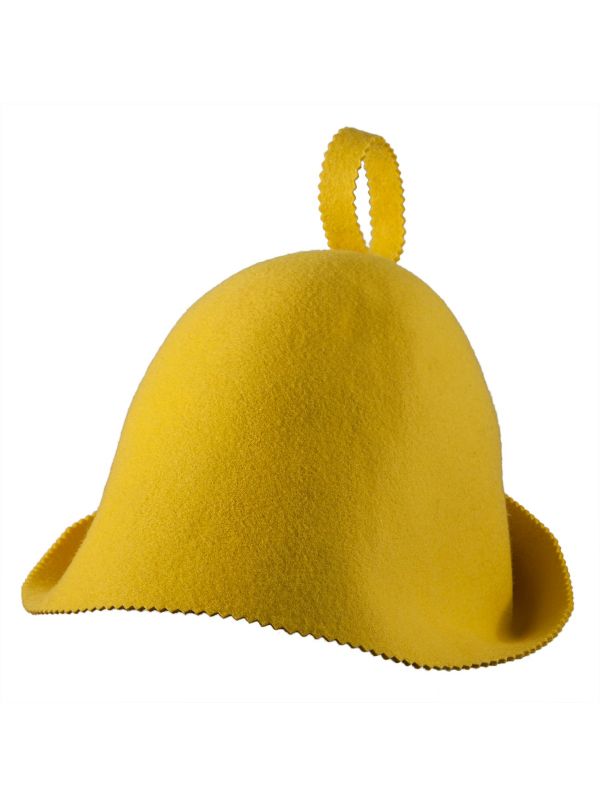 Bezszwowa czapka do sauny 100% wełna - zółta