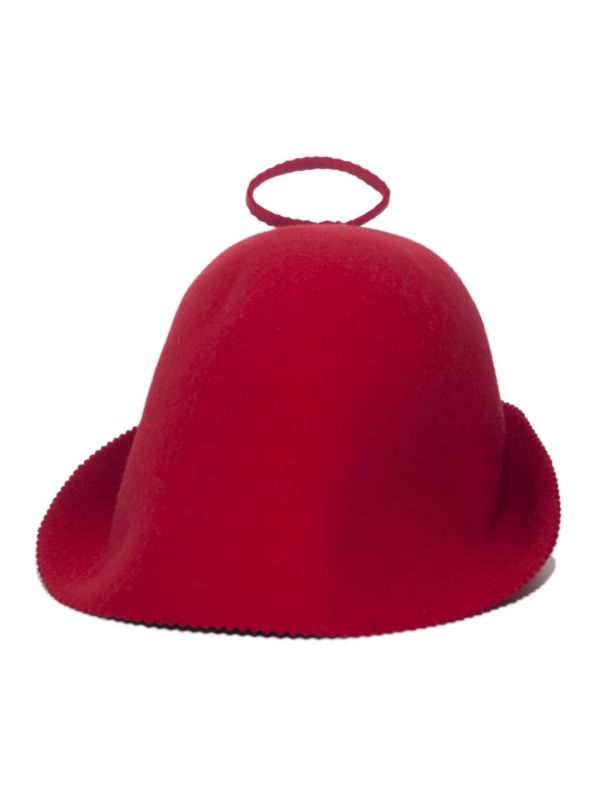 Bezszwowa czapka do sauny 100% wełna - czerwona