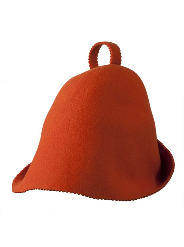 Bezszwowa czapka do sauny 100% wełna - pomarańczowa