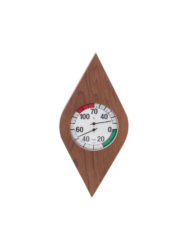 Termo-higrometr do sauny w obudowie z termowanego drewna zegar biały bimetal Eliga
