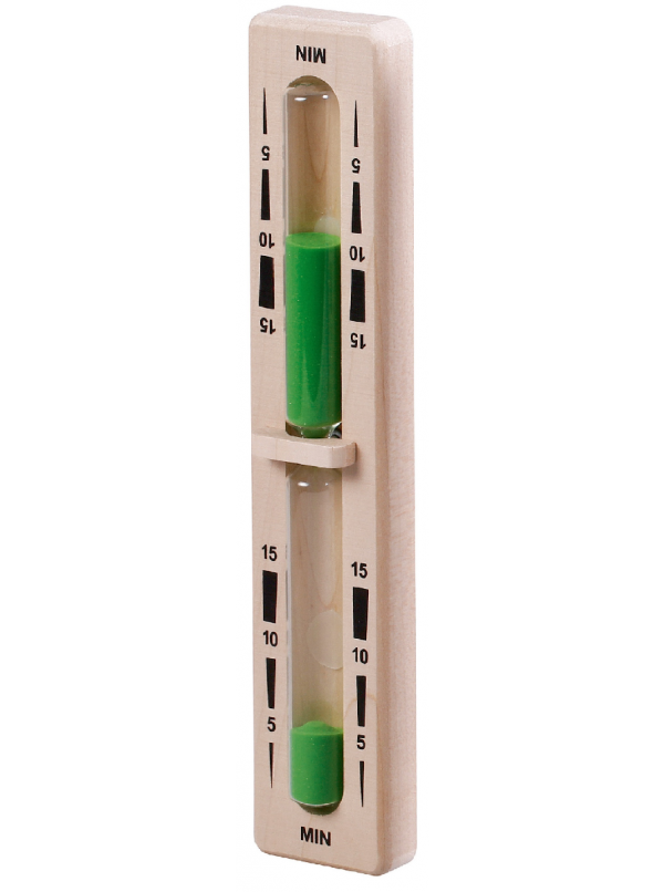 Klepsydra z drewnianym oddzieleniem cylindrów 15min - kolor zielony Eliga 