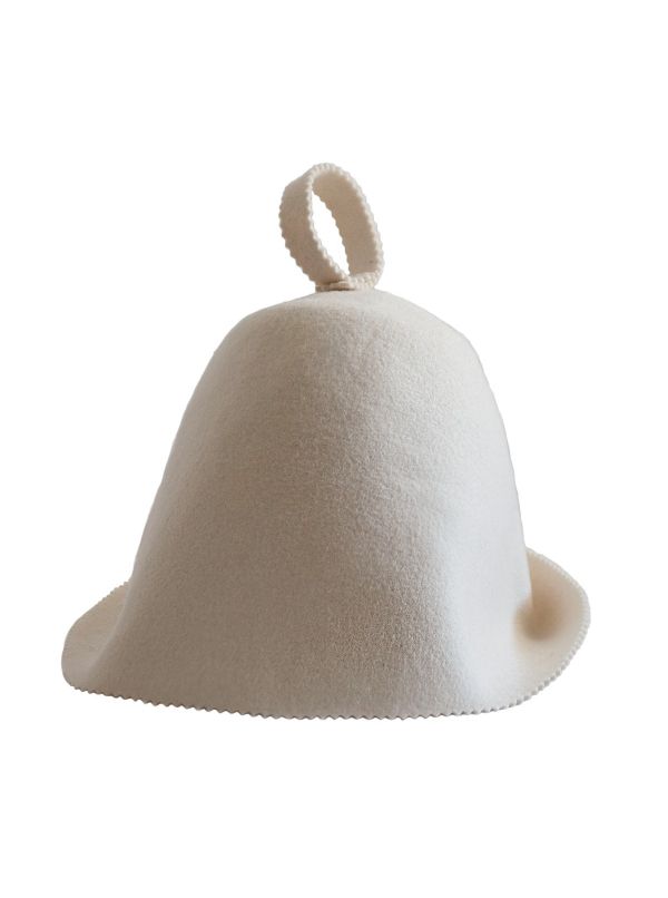 Bezszwowa czapka do sauny 100% wełna - biała