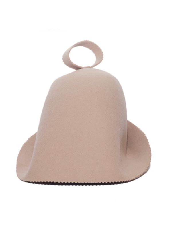 Bezszwowa czapka do sauny 100% wełna - jasnobeżowa
