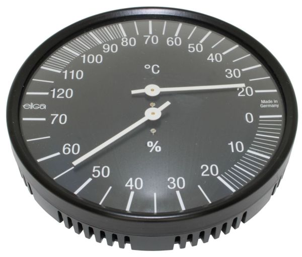 Termo-higrometr saunowy  czarny  okrągły Eliga 135mm