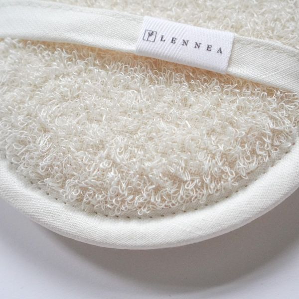 Biała lniana myjka LENNEA Ø 15cm