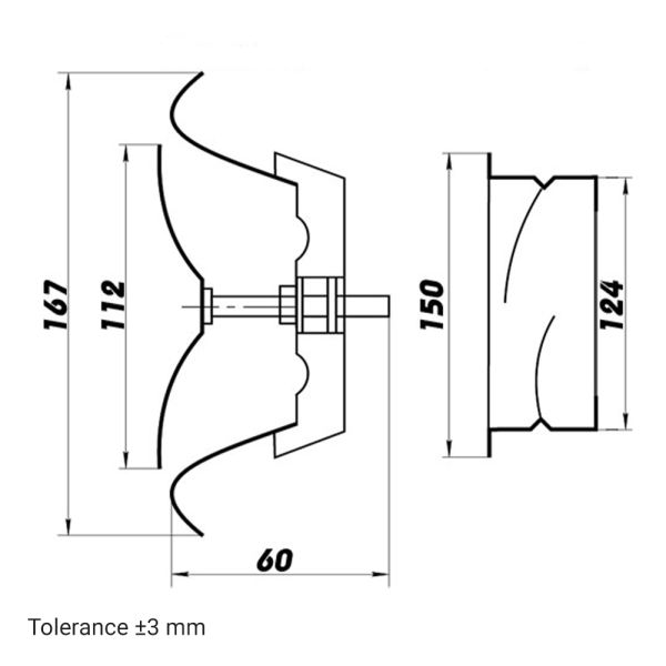 Metalowy czarny anemostaty nawiewny Dalap TVMD P  Ø 125 mm