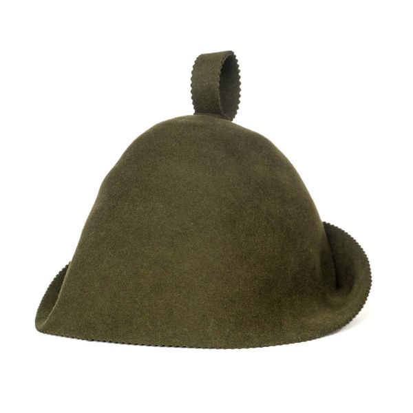 Bezszwowa czapka do sauny 100% wełna - oliwkowa