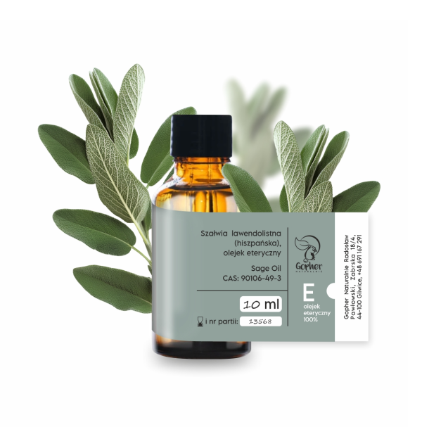 Olejek eteryczny Szałwia lawendolistna (hiszpańska) 100% Gopher 10 ml