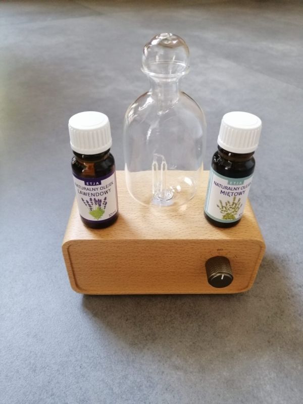  Zestaw Bezwodny Dyfuzor do aromaterapii z akumulatorem i podświetleniem plus dwa olejki 