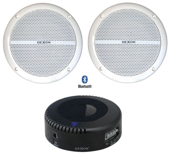 Zestaw audio do sauny - wzmacniacz Bluetooth Dexon JPM 2021 i głośniki wodoodporne