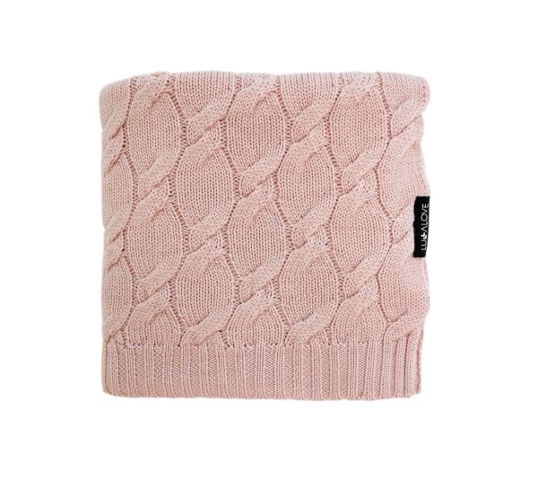 Kocyk z wełny merino - pudrowy róż, kolekcja PREMIUM