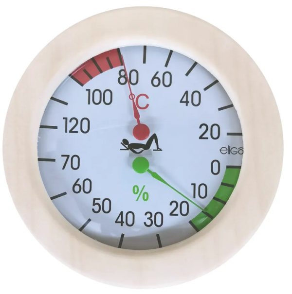 Termo-higrometr saunowy okrągły 155mm osika Eliga Elsaesser