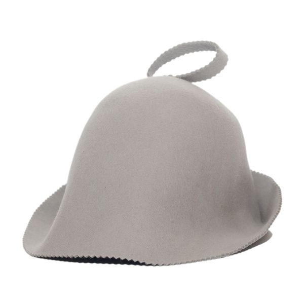 Bezszwowa czapka do sauny 100% wełna - jasnopopielata