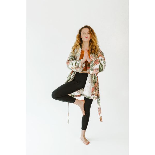 Lniane kimono  LENNEA Tropikalne Liście