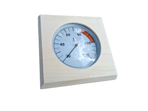 Termometr w drewnie osikowym białym ZG-002