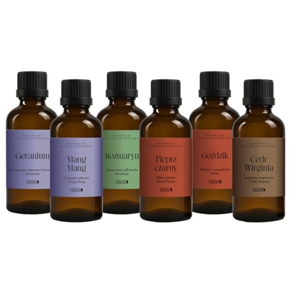 Zestaw olejków Bassau LOVE AROMA w drewnianym etui 6x15ml