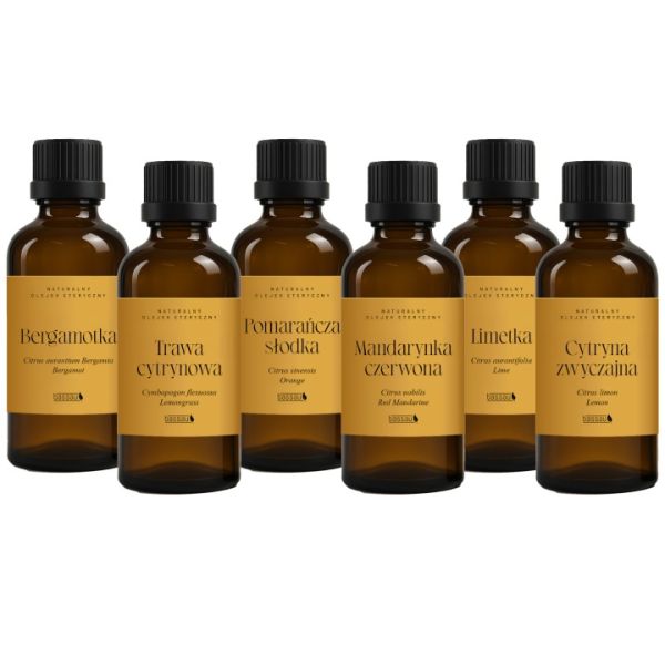 Zestaw olejków Bassau citrus aroma w drewnianym etui 6x15ml