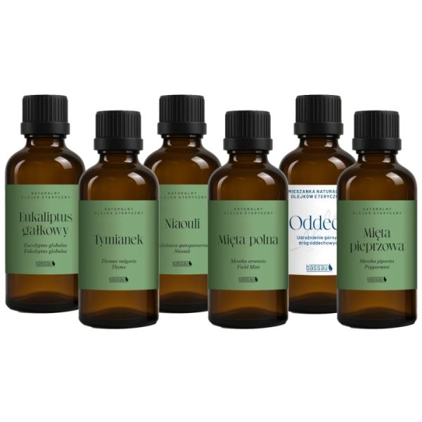 Zestaw olejków Bassau PURE AROMA w drewnianym etui 6x15ml