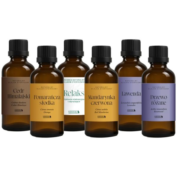 Zestaw olejków Bassau RELAX AROMA w drewnianym etui 6x15ml